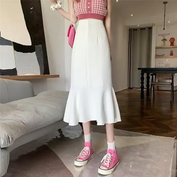 Jupe sirène à volants taille haute pour femmes