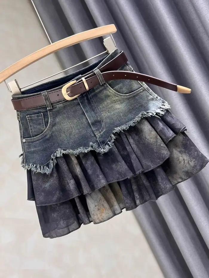 Jupe en jean épissé pour femmes