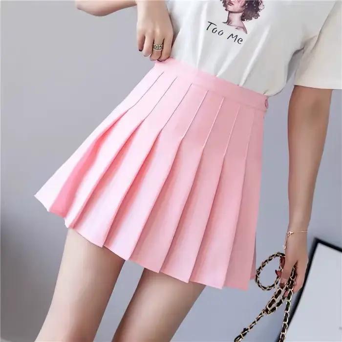Nouvelle jupe plissée taille haute d'été, style JK, couleur unie, coupe trapèze, très tendance et sexy, style maman, mini-jupe super courte