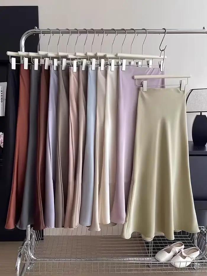 Jupe mi-longue sirène en Satin brillant pour filles