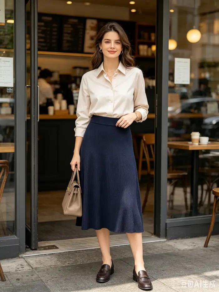 Jupe midi en tricot taille haute pour femme, coupe trapèze, unie, décontractée, pour l'été