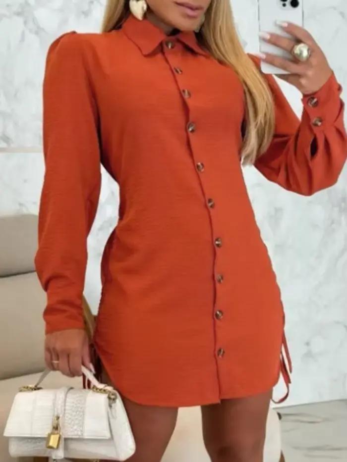 Robe boutonnée à manches longues pour femmes