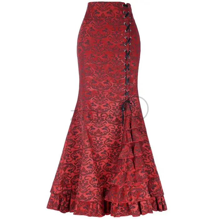Jupe longue vintage en jacquard sirène