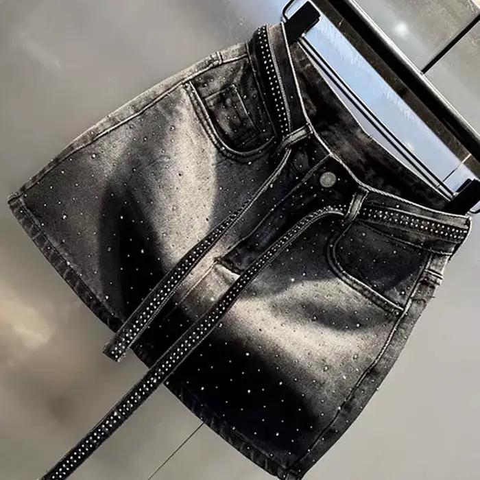 Mini-jupe en jean rétro oversize pour femme