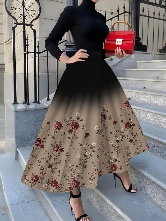 Jupe midi plissée taille haute pour femme