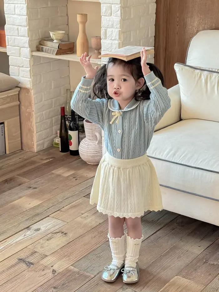 Deer jonmi 2026 Printemps Nouvelle Collection Style Coréen Jupes en Tricot pour Bébés Filles
