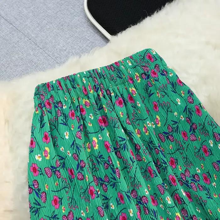 Jupe sirène élégante Seoulish à imprimé floral vert pour femme