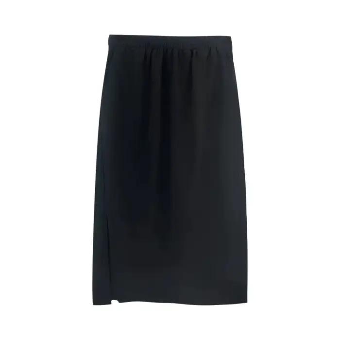 Jupe midi noire grande taille à fente latérale pour femme