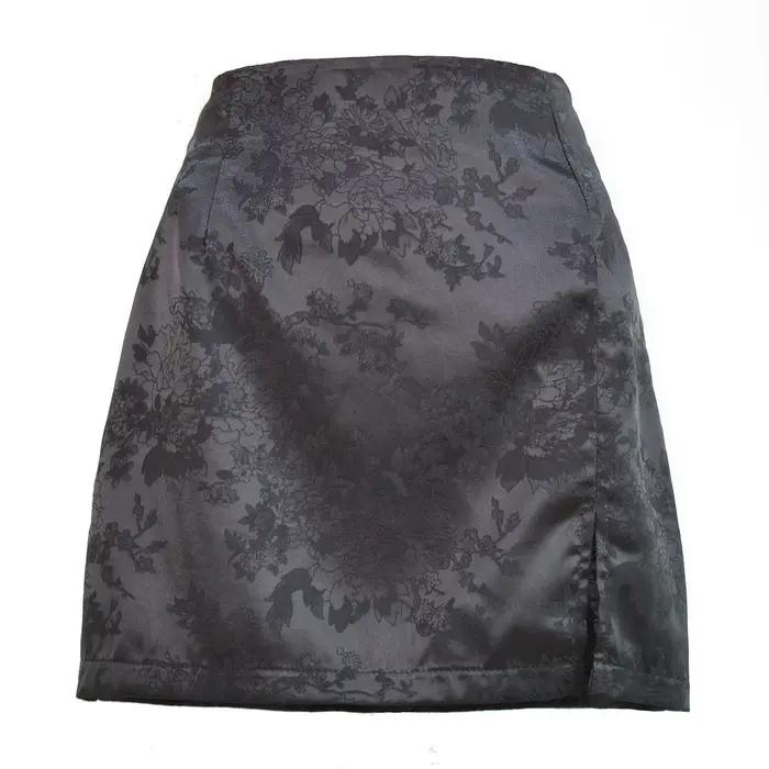 Jupe fendue en satin jacquard pour femme