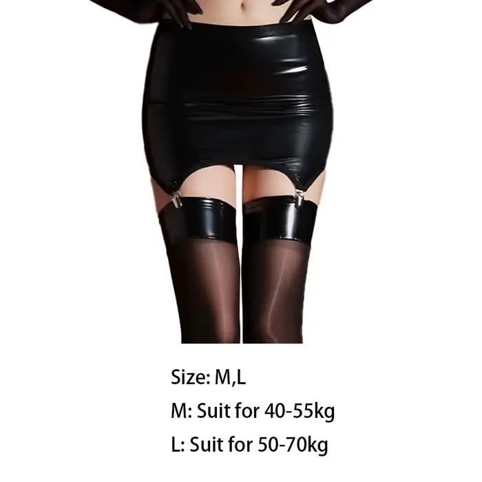 Jupe micro mini brillante en PU à taille haute élastique