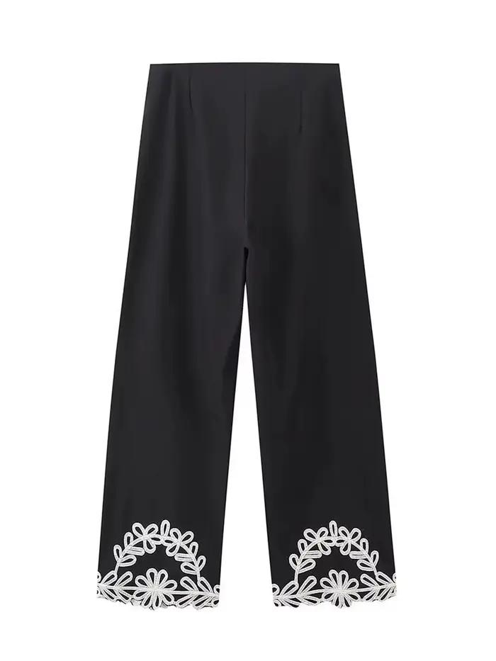 Ensemble jupe brodée à fermeture éclair pour femme