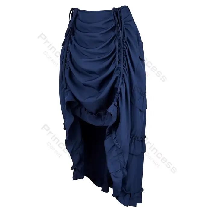 Jupe Steampunk grande taille Costume de Pirate robe à cordon femmes jupe haute basse Maxi jupe irrégulière Harajuku marron bleu jaune