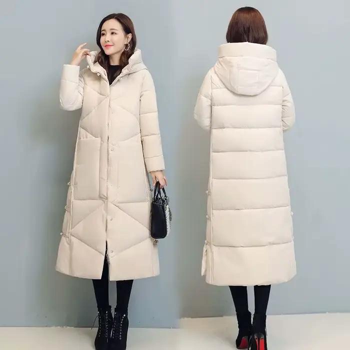 Hiver Long manteau femmes 2025 mode nouveau épaissir coton rembourré chaud neige vêtements d'extérieur en vrac femme coupe-vent à capuche veste Parkas