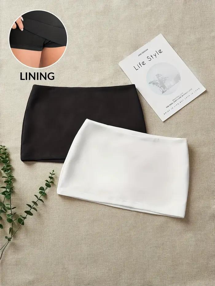 Ensemble jupe mini deux pièces élégant pour femmes, simple, tendance, décontracté, couleur unie.