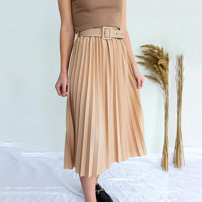 Jupe plissée taille haute pour femmes