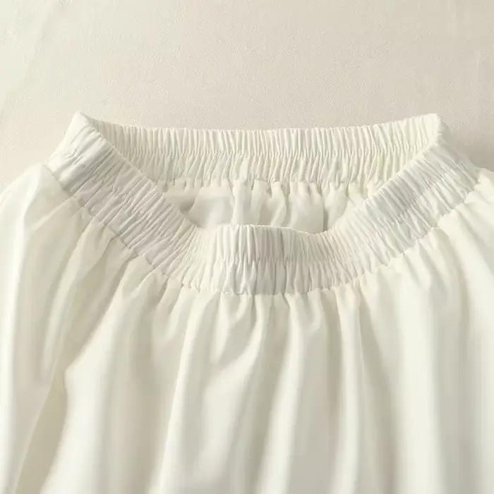 Jupe longue blanche féerique pour femme - Détails nœuds