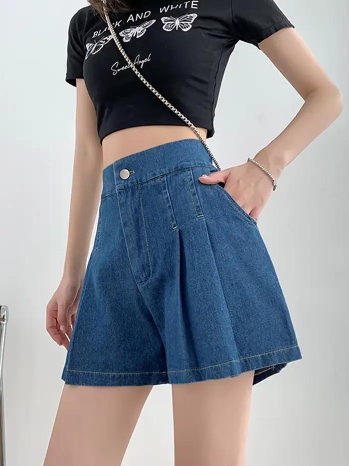 2025 été grande taille Denim Shorts jupes femmes ample décontracté jambe large jean pantalons courts Femme
