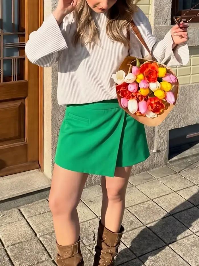 Mini-jupe short asymétrique taille haute pour femme avec fermeture éclair latérale – Élégante et chic pour l'été