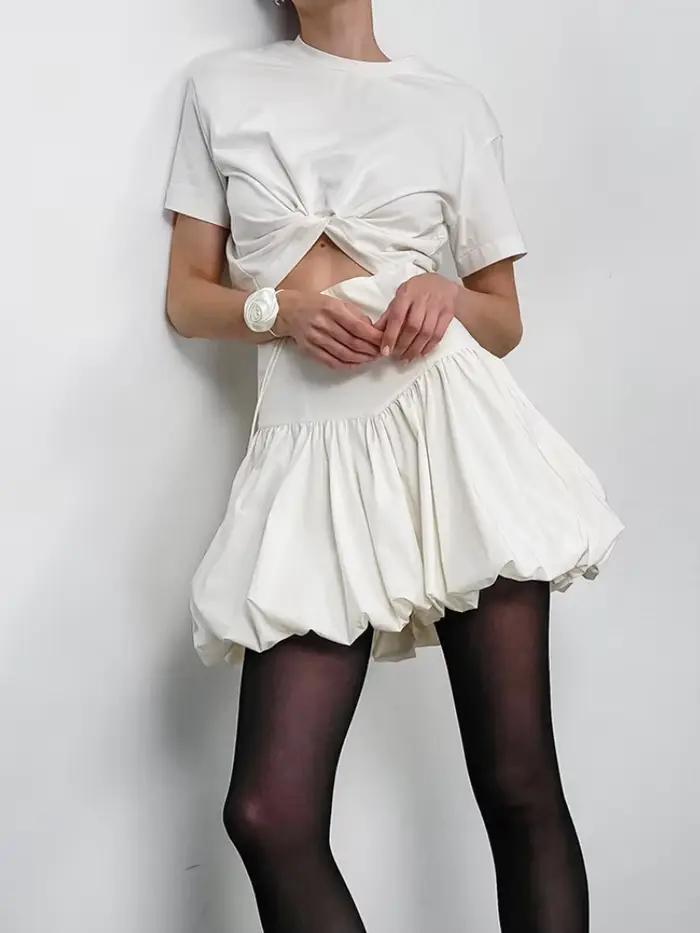 Mini jupe plissée taille haute pour femme