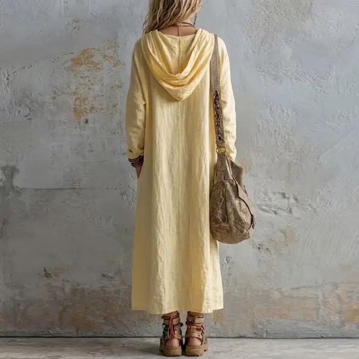 Robe longue à capuche bohème pour femme