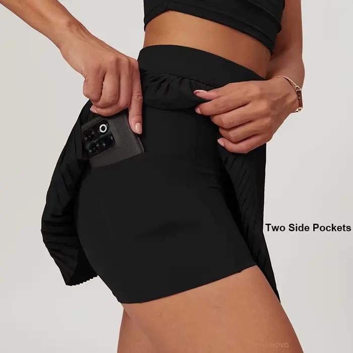 VITALINOVO Jupes de golf de tennis pour femme Taille haute avec poches Short intérieur pour jupes-shorts athlétiques Jupe Sport Course Pickleball