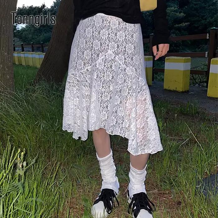 Tonngirls-Jupe vintage irrégulière pour femme