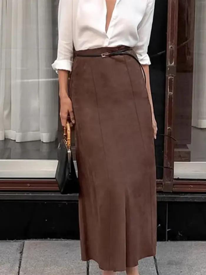 Demi-jupes en daim vintage pour femmes