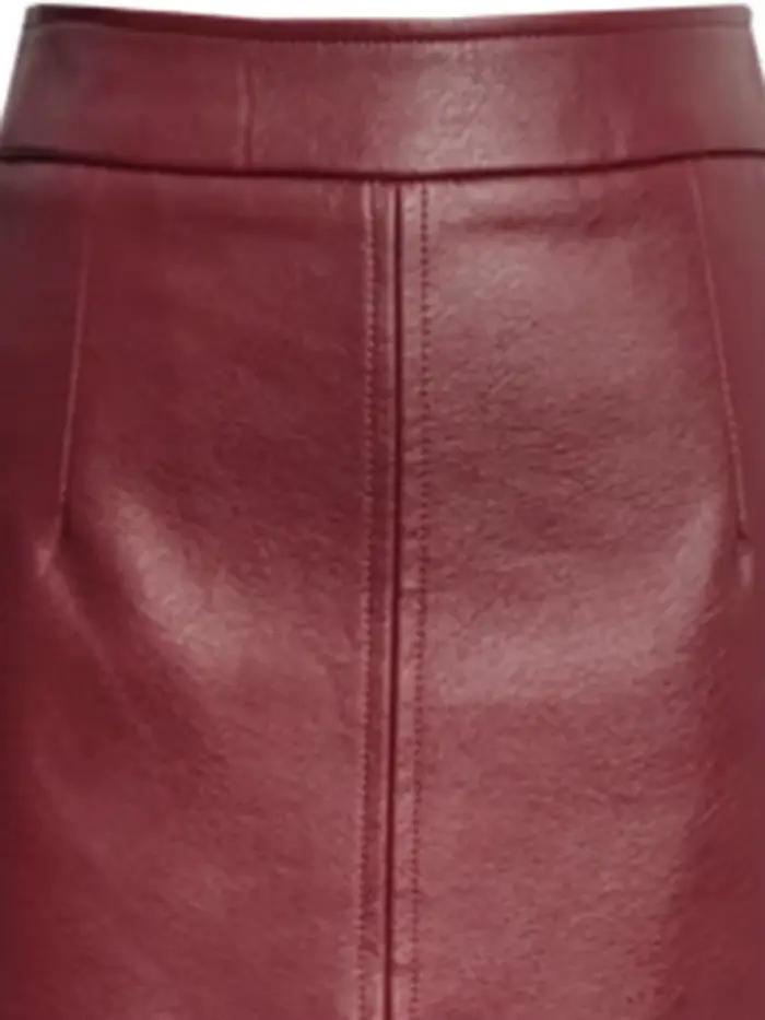 Jupe crayon longue en similicuir souple Lautaro pour femme avec fentes avant et poches