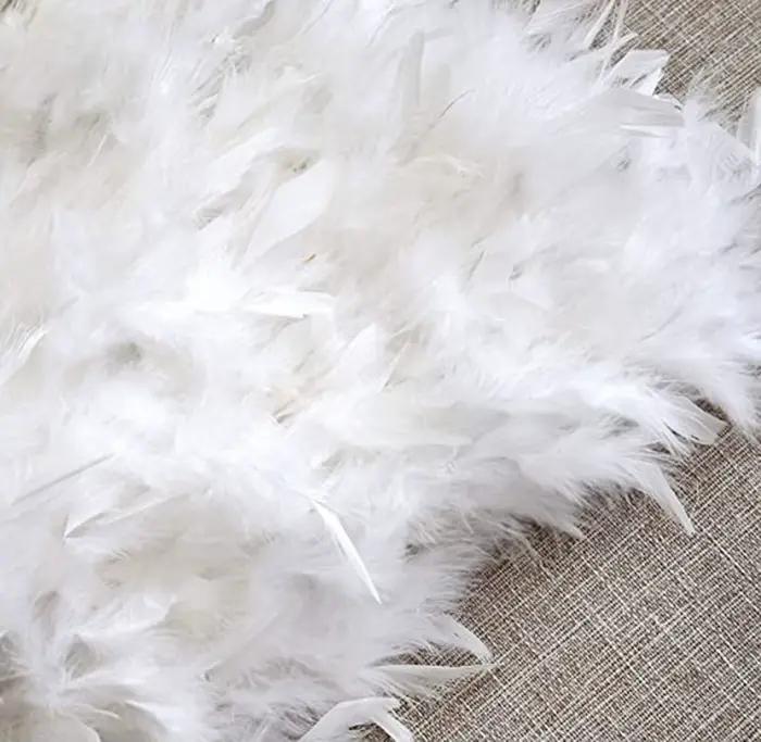 Jupe blanche bouffante en plumes pour femmes, taille haute, Costumes de danse sur scène, jupe trapèze élastique irrégulière
