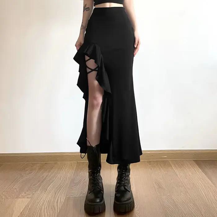 Jupe fendue à lacets pour femmes