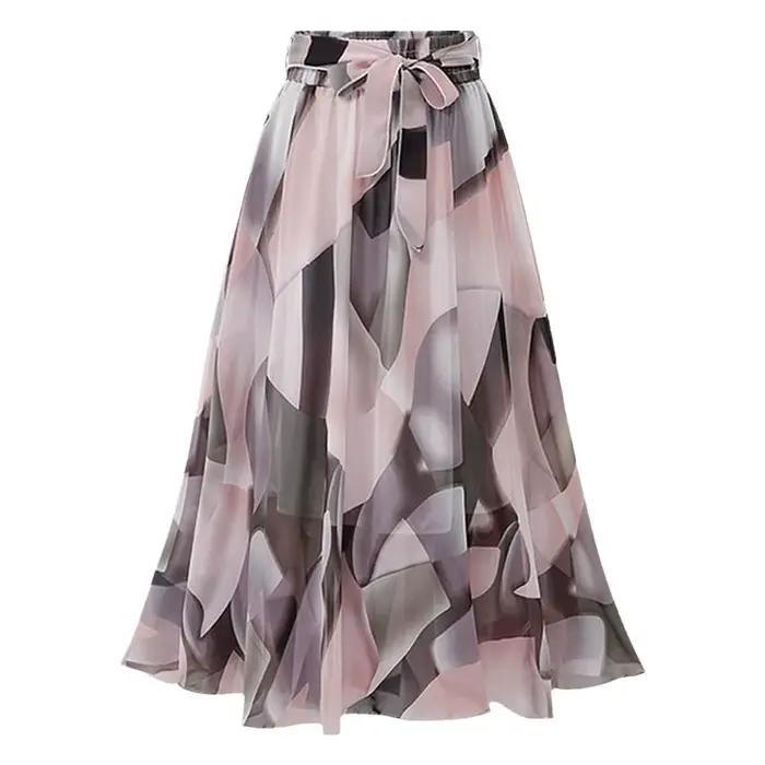 Jupe longue en mousseline florale d'été pour femme