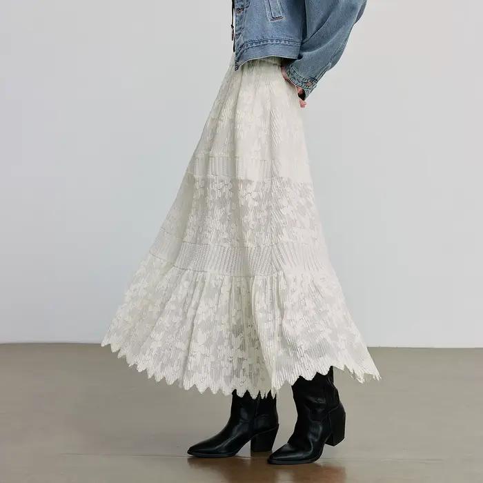 TOYOUTH femmes dentelle jupe 2025 automne nouveau Style Boho
