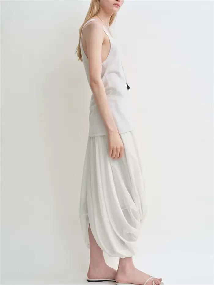 Jupe longue irrégulière pour femmes, motif torsadé, superposée, semi-transparente, blanche ou noire, légère, pour dames