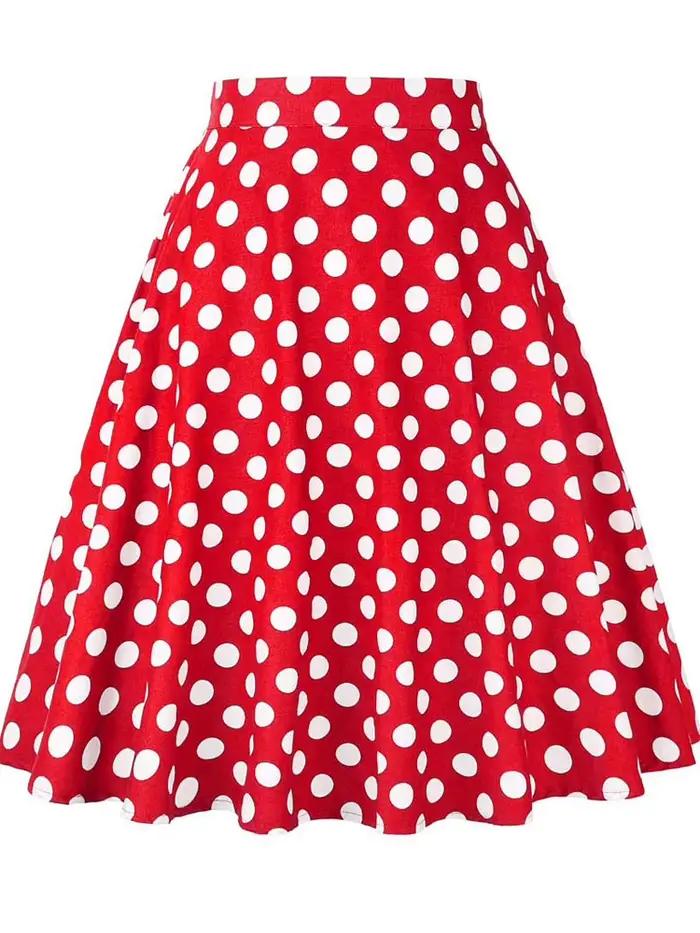 2025 été jupe Midi piste Vintage Rockabilly robe d'été rouge femmes Sexy Pinup 50S coton à pois motif patineuse Streetwear