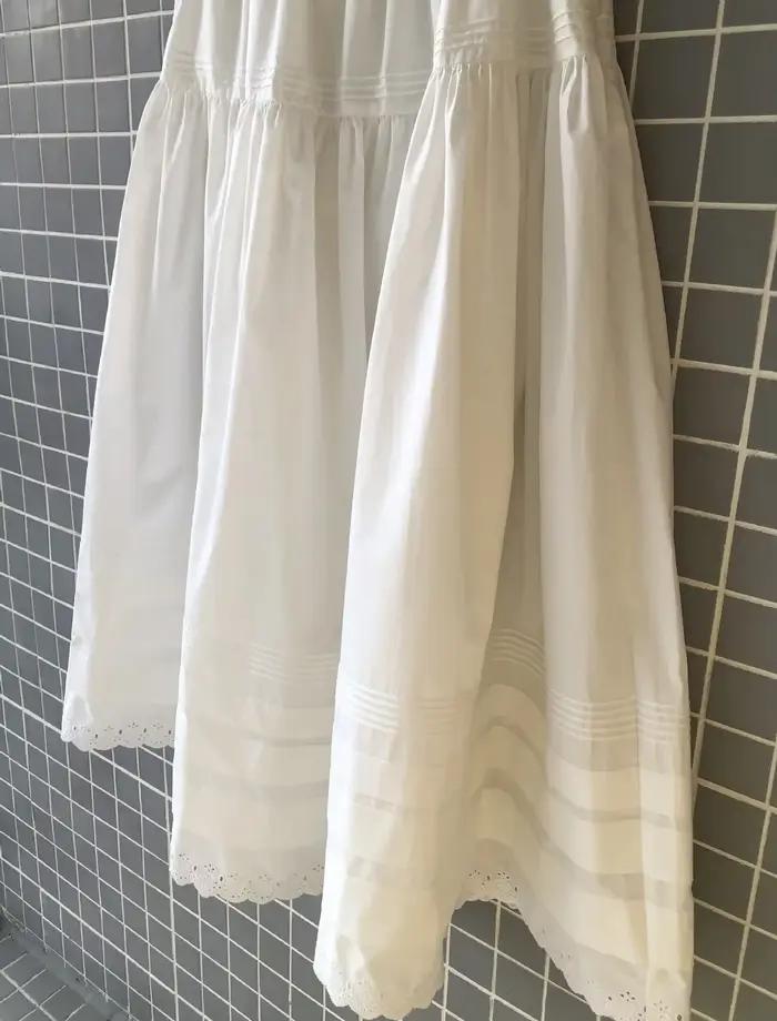 Jupe midi pour femme 100% coton, broderie patchwork, taille haute, coupe évasée, 2 couleurs