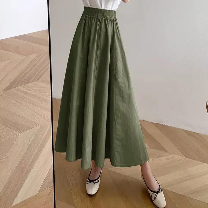 Jupes mi-mollet monochromes pour femmes