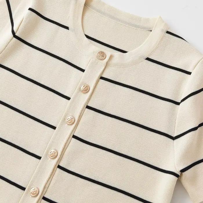Ensemble jupe mi-longue rayée en tricot décontracté pour femme