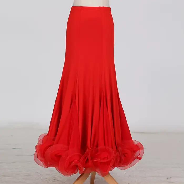 Jupe de danse de salon moderne pour femmes polyester élasthanne couleurs variées blanc beige brun orange rose occasions spéciales compétitions spectacles soirées dansantes
