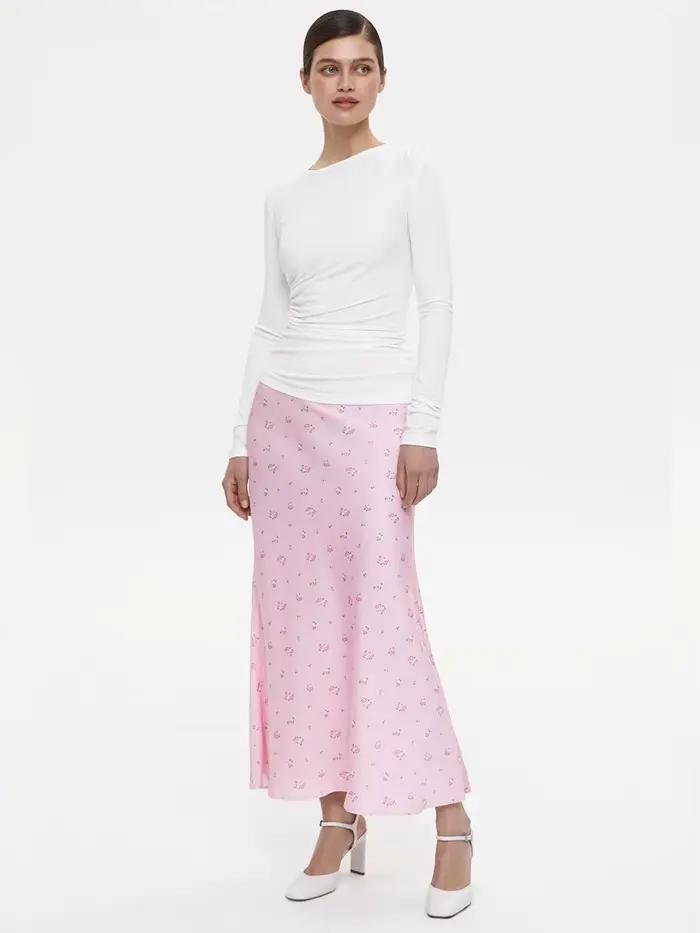 Jupe mi-longue imprimée à fleurs pour dames
