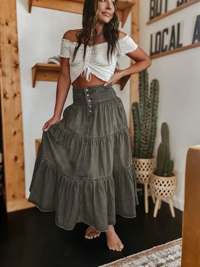 Nouvelle Jupe en jean style bohème pour femme