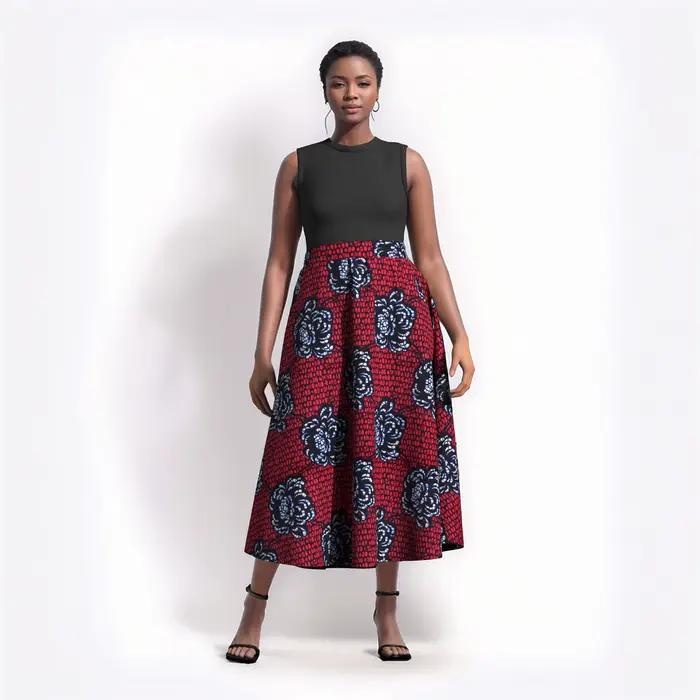 Femme longue Maxi jupe pour femmes africain Dashiki imprimé taille haute jupe dames casual traditionnel Ankara jupe WY820