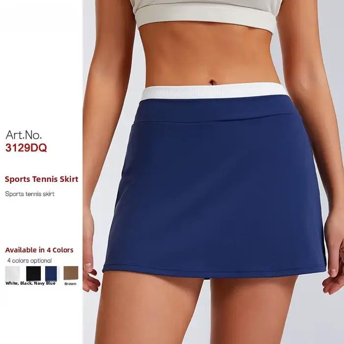 Jupe courte taille haute color-block pour femme