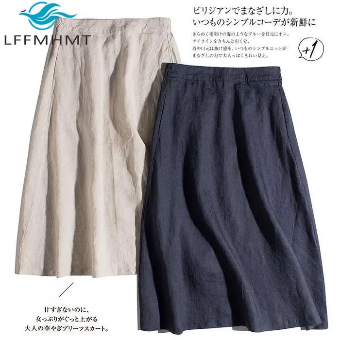 Jupes de base en coton et lin pour femmes
