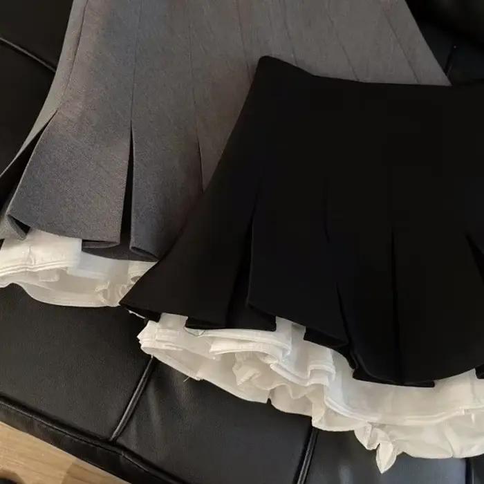 Mini jupe noire à volants pour femmes