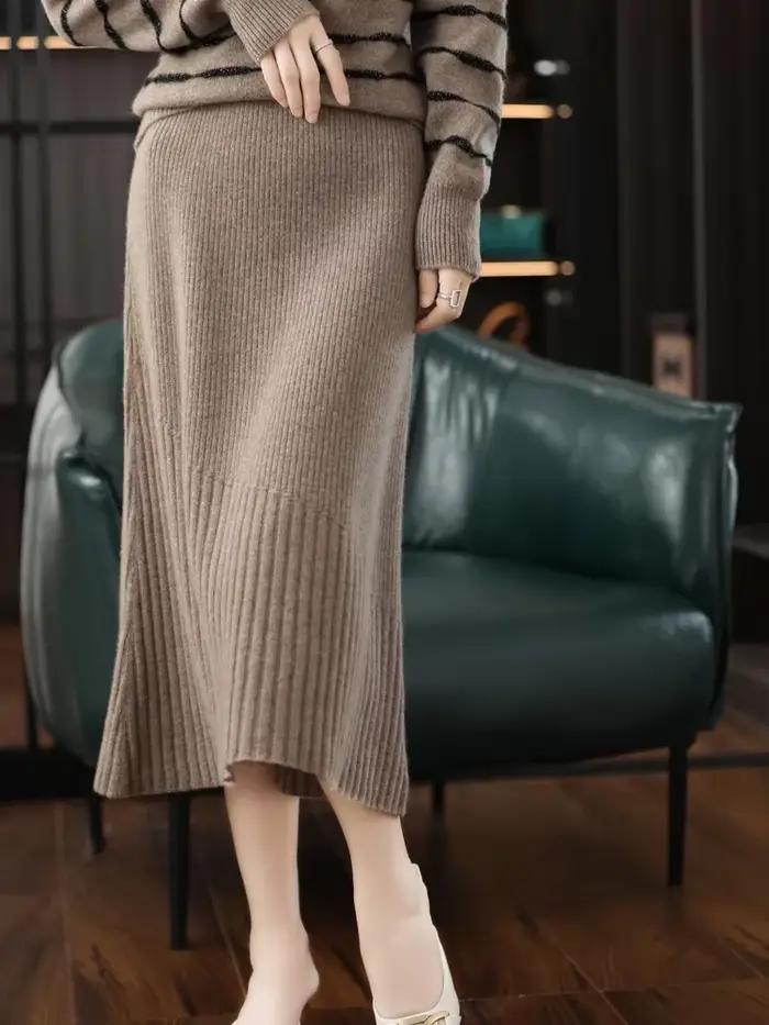Jupe longue en tricot de cachemire pur pour femmes