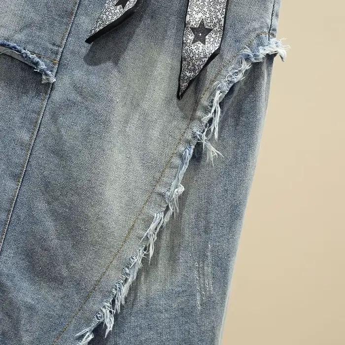 2025 nouvelles femmes jupe bleue longues jupes en jean Style coréen mode trou jupes surdimensionnées pour femme