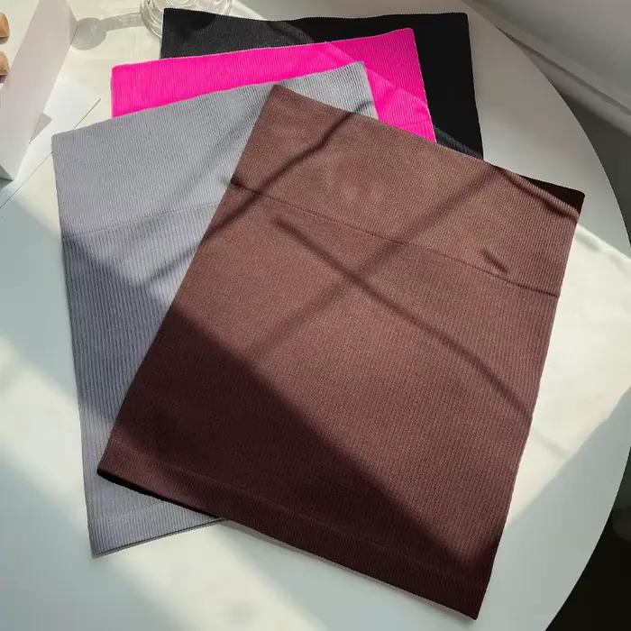 Femmes basique élastique taille haute moulante crayon Mini jupe décontracté été côtelé tricot paquet hanche