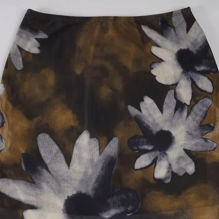Jupe midi florale vintage MEXZT pour femme