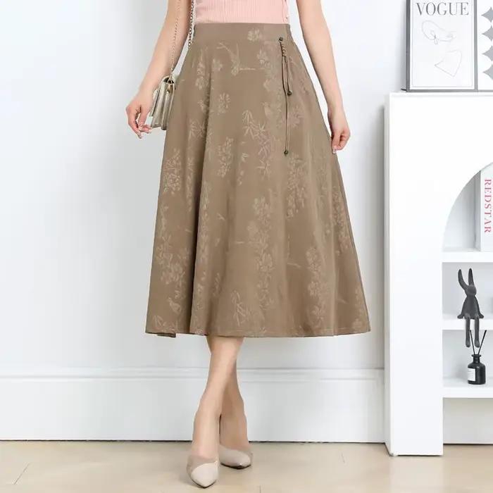 Jupe midi évasée taille haute pour femme