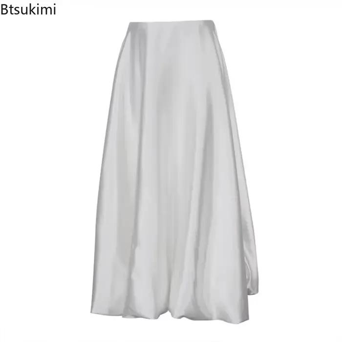 Nouvelle jupe longue en satin pour femme 2026